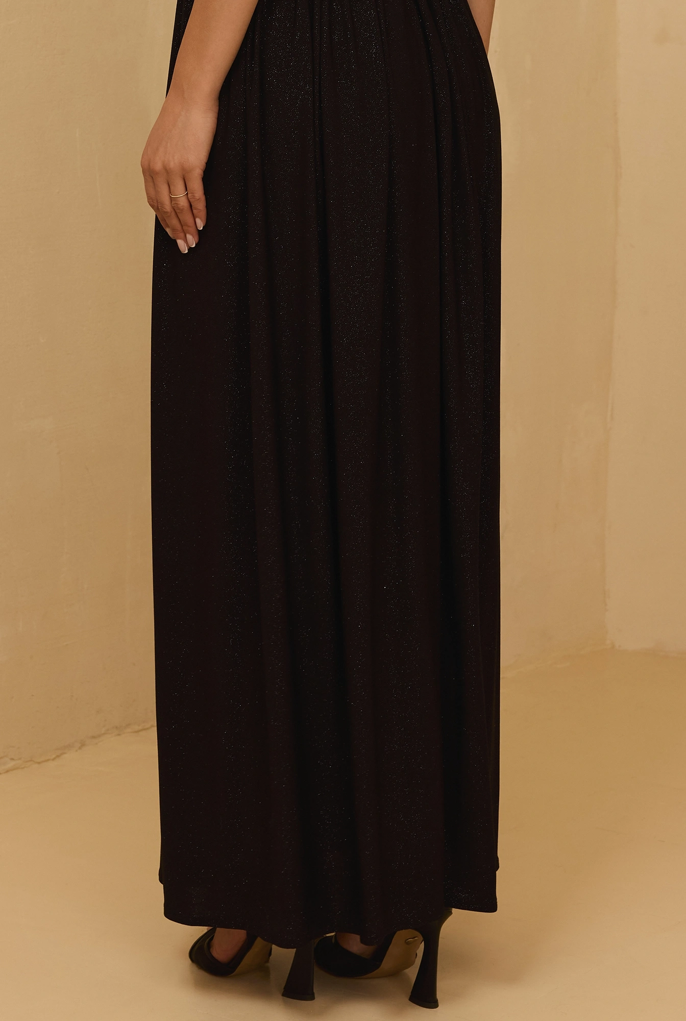 Krolo - Maxi abito nero con broccato