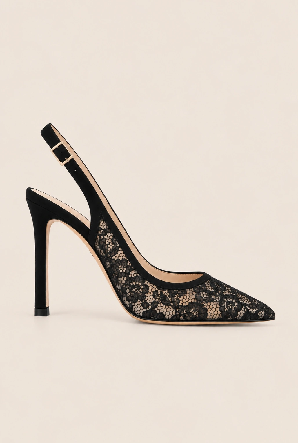 Lessy – décolleté nere in pizzo con inserti in suede